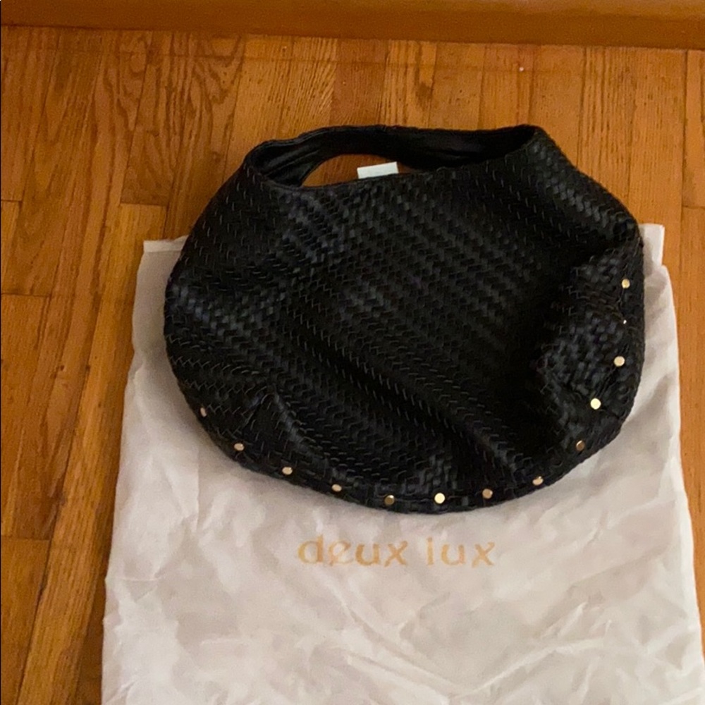 Large black woven hobo